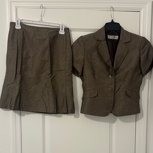 Elegant Brown Blazer and Skirt Set